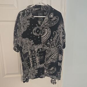 Black and White Paisley Men's Shirt